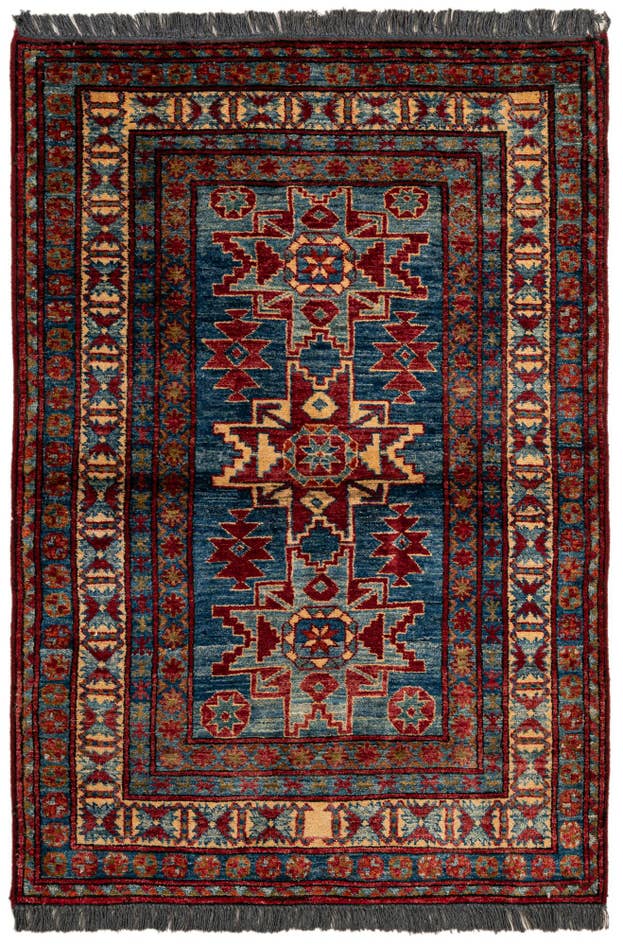 Detail image of 3' 2 x 4' 7 Hand Knotted Kazak Wool Rug