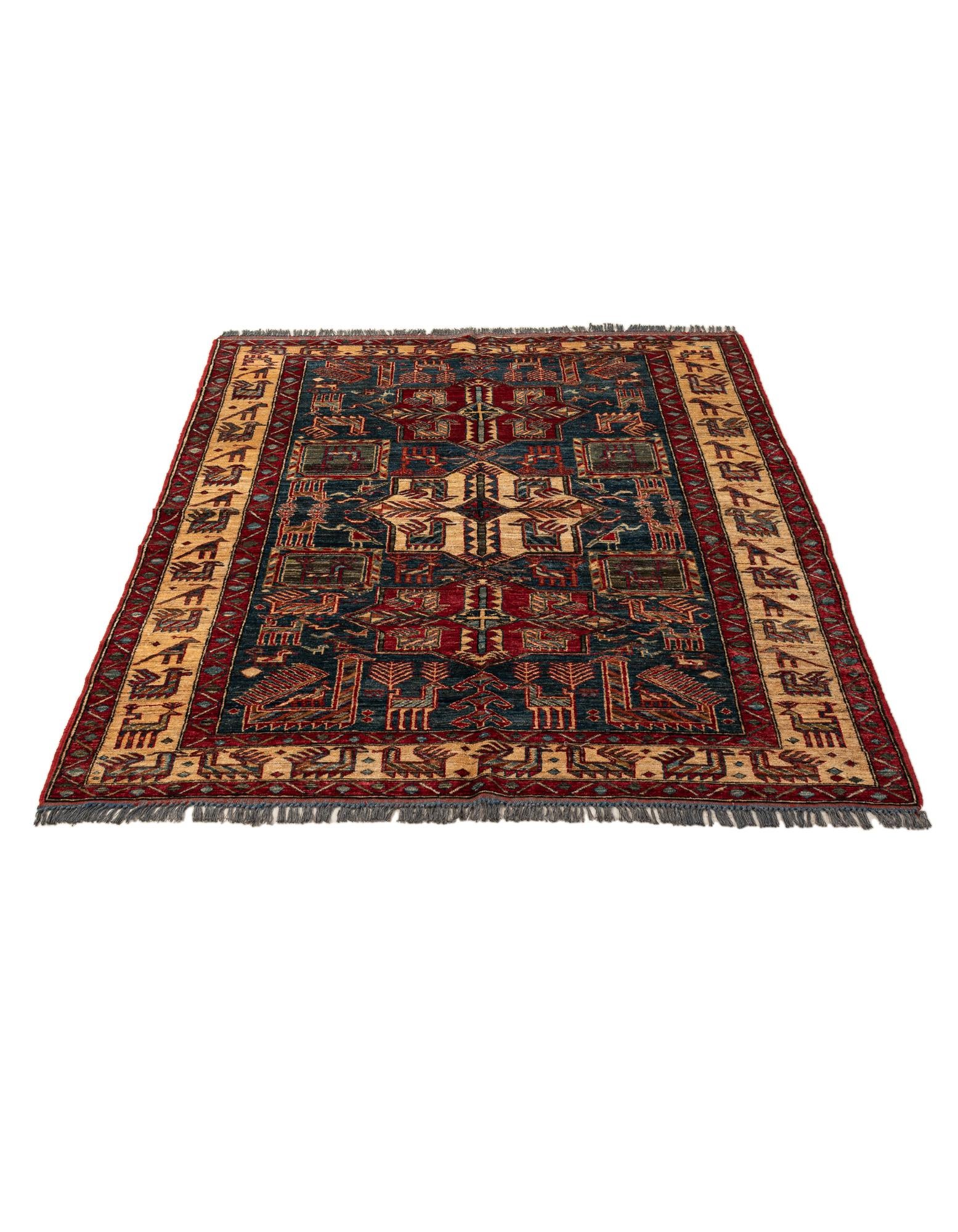 5' x 6' 9 Hand Knotted Kazak Wool Rug
