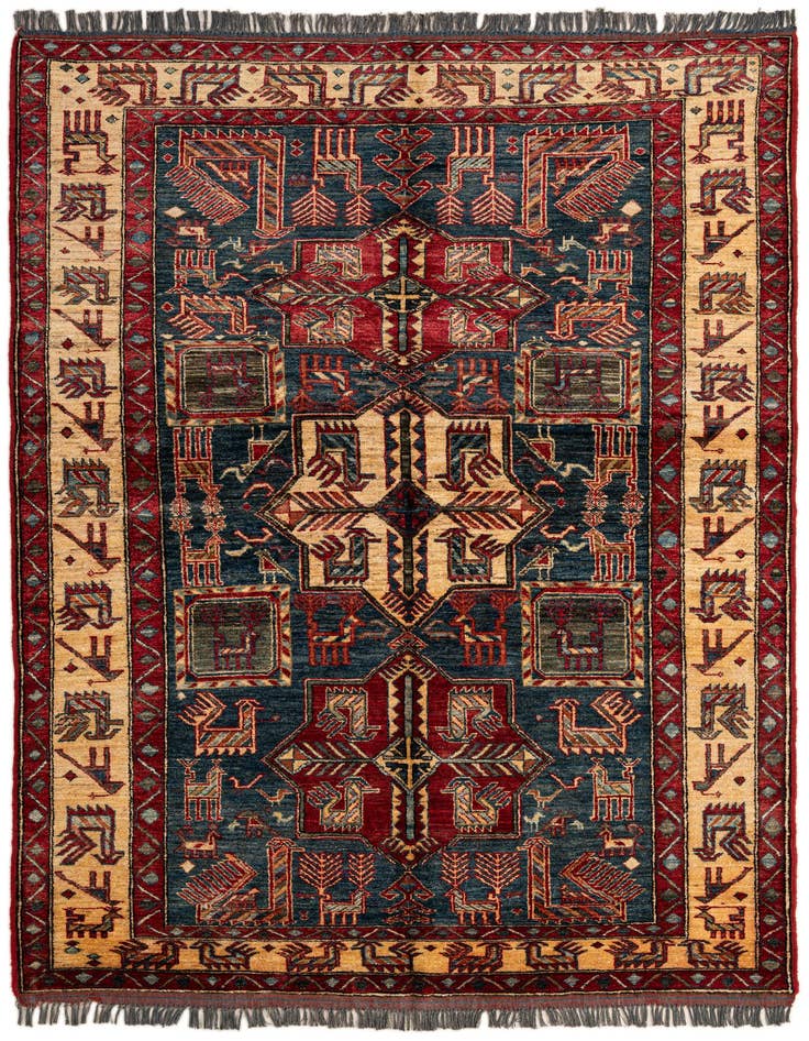 Detail image of 5' x 6' 9 Hand Knotted Kazak Wool Rug