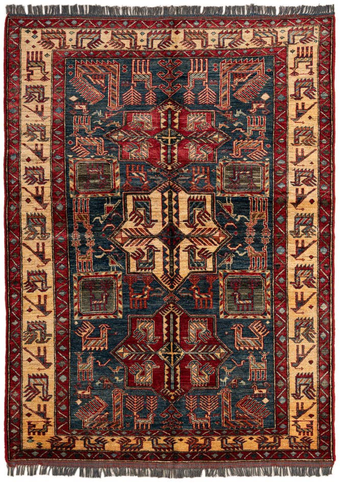 Detail image of 5' x 6' 9 Hand Knotted Kazak Wool Rug