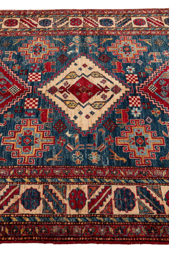 4' 11 x 7' 10 Hand Knotted Kazak Wool Rug