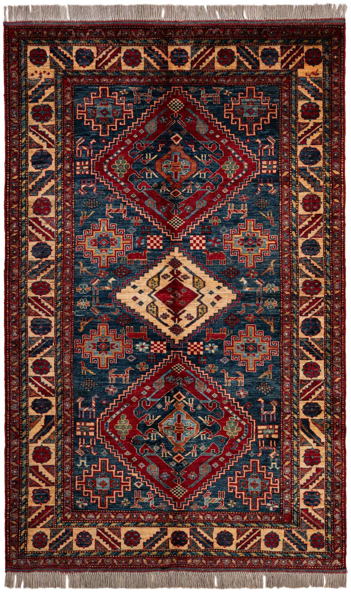 4' 11 x 7' 10 Hand Knotted Kazak Wool Rug