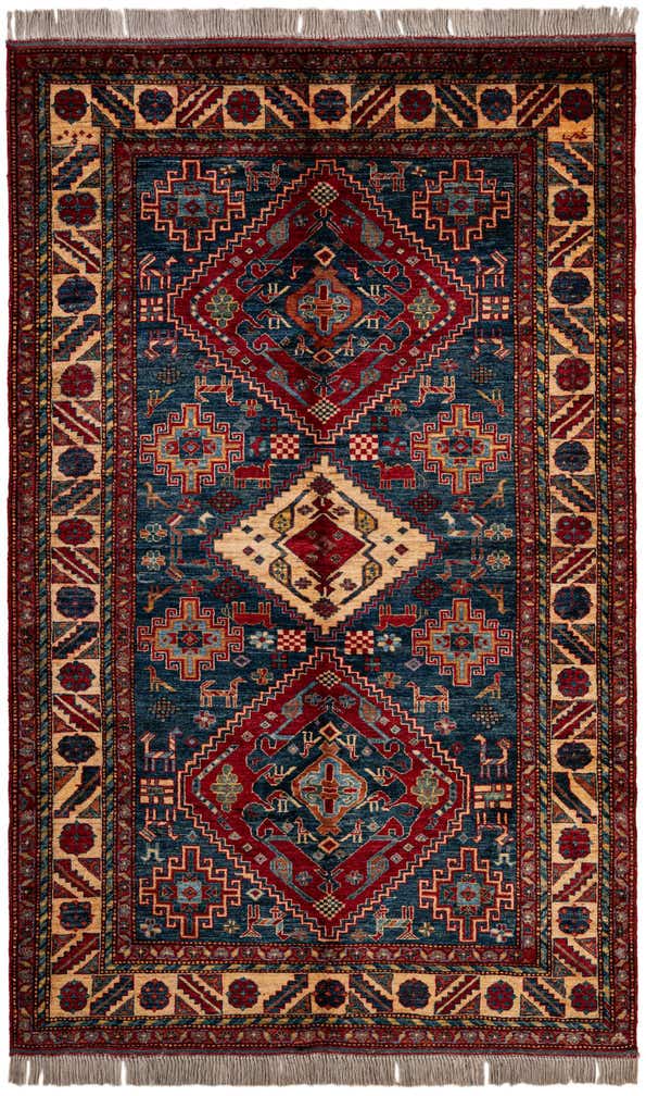 4' 11 x 7' 10 Hand Knotted Kazak Wool Rug