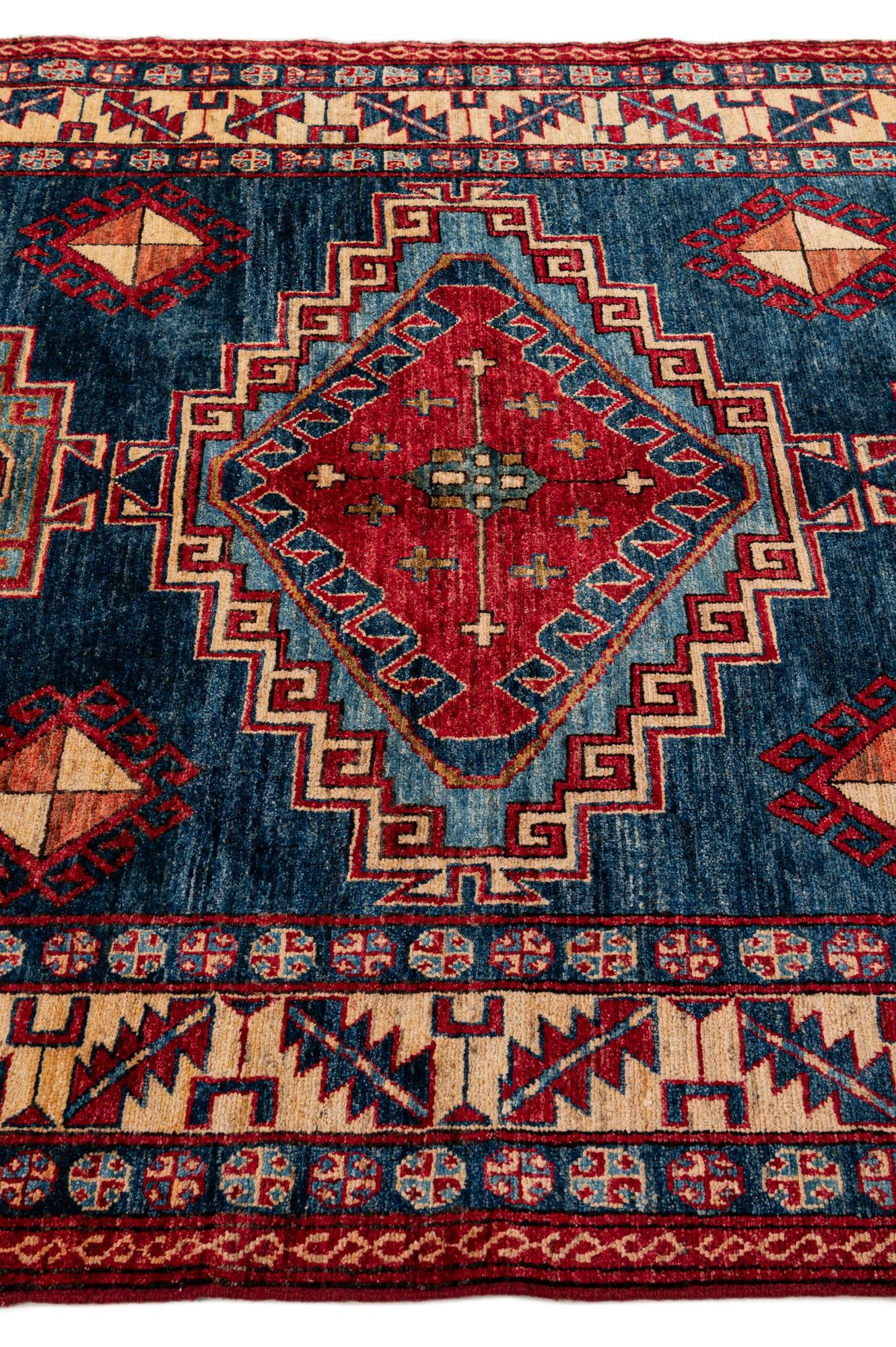 150cm x 255cm anudado a mano Kazak Alfombra Lana