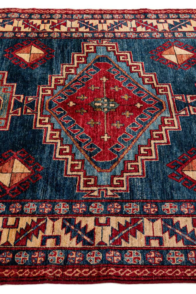 150cm x 255cm anudado a mano Kazak Alfombra Lana