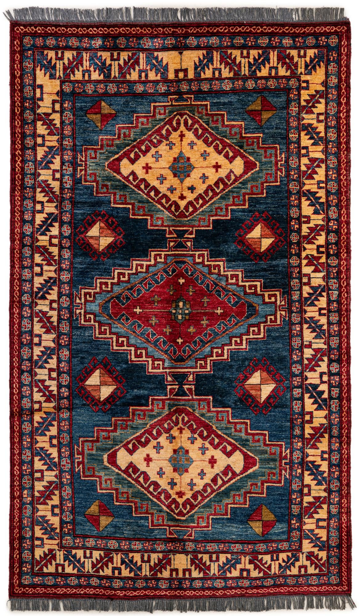 150cm x 255cm anudado a mano Kazak Alfombra Lana