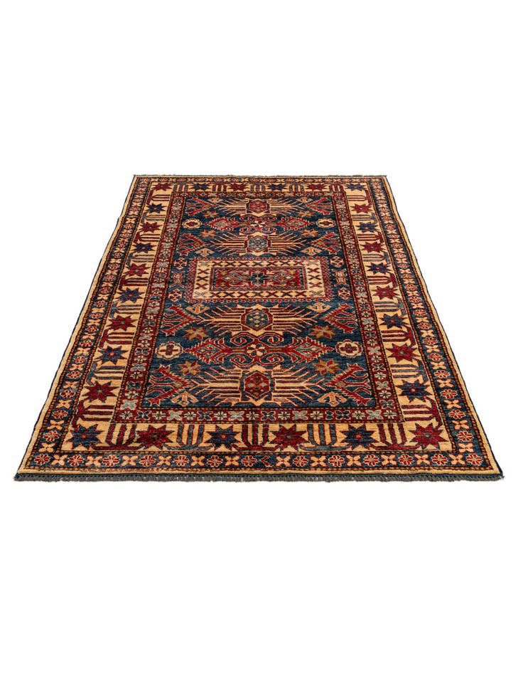 Detail image of 4' 2 x 6' 6 Hand Knotted Kazak Wool Rug