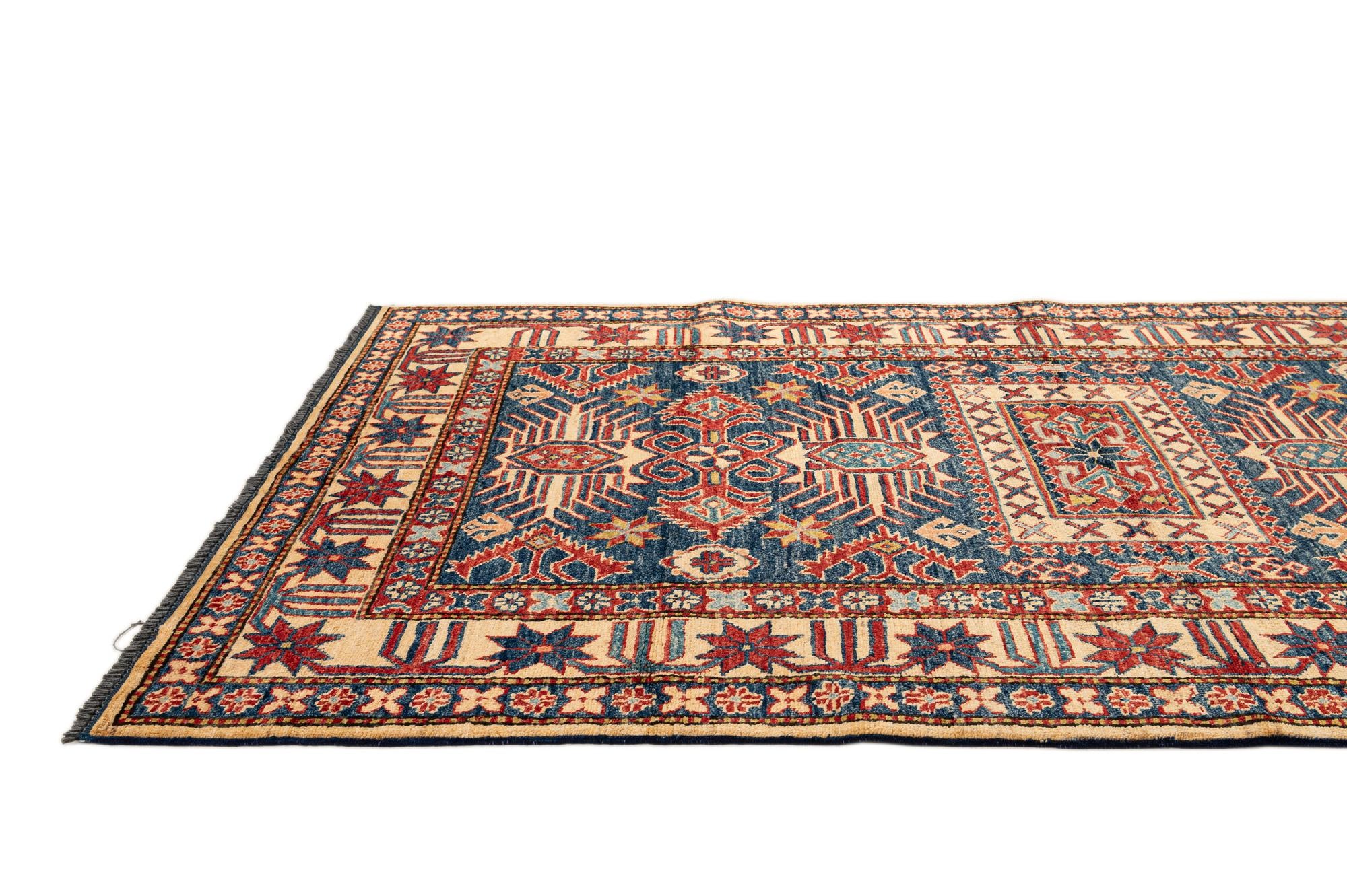4' 2 x 6' 6 Hand Knotted Kazak Wool Rug