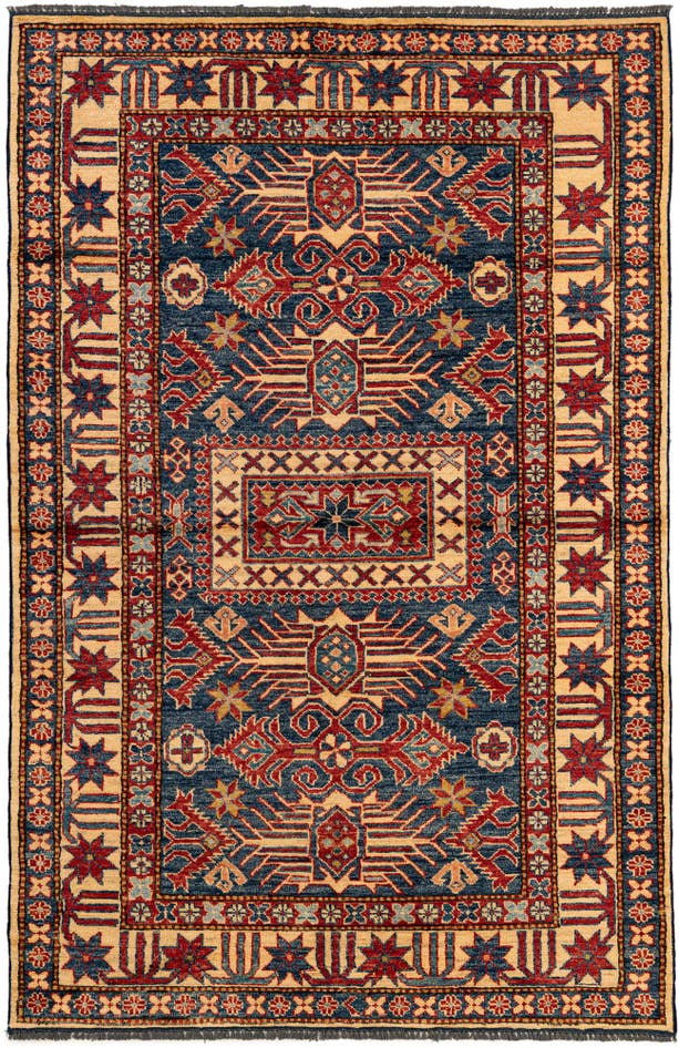 Detail image of 4' 2 x 6' 6 Hand Knotted Kazak Wool Rug