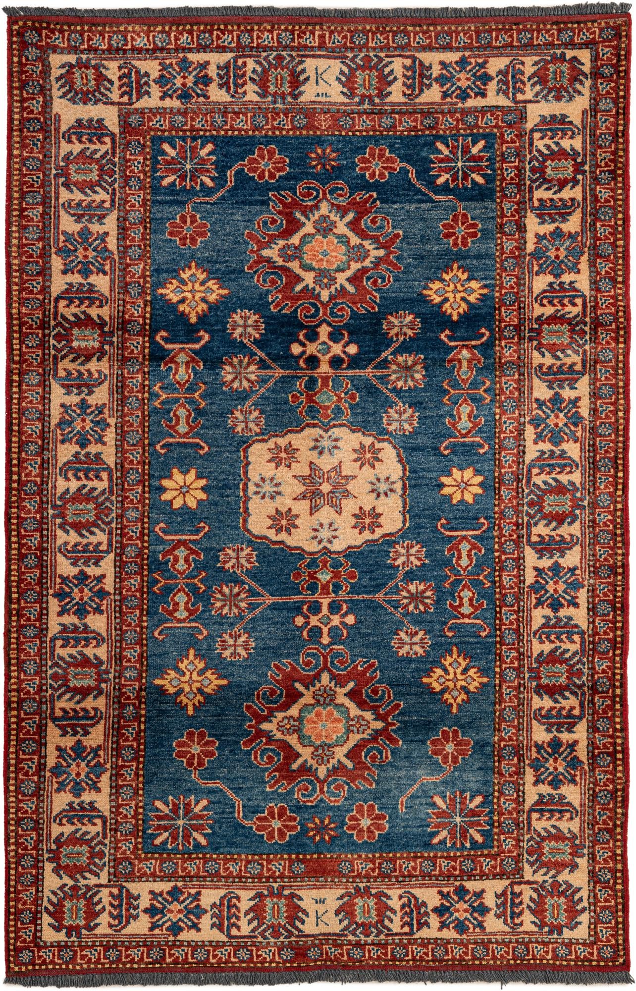 115cm x 175cm anudado a mano Kazak Alfombra Lana