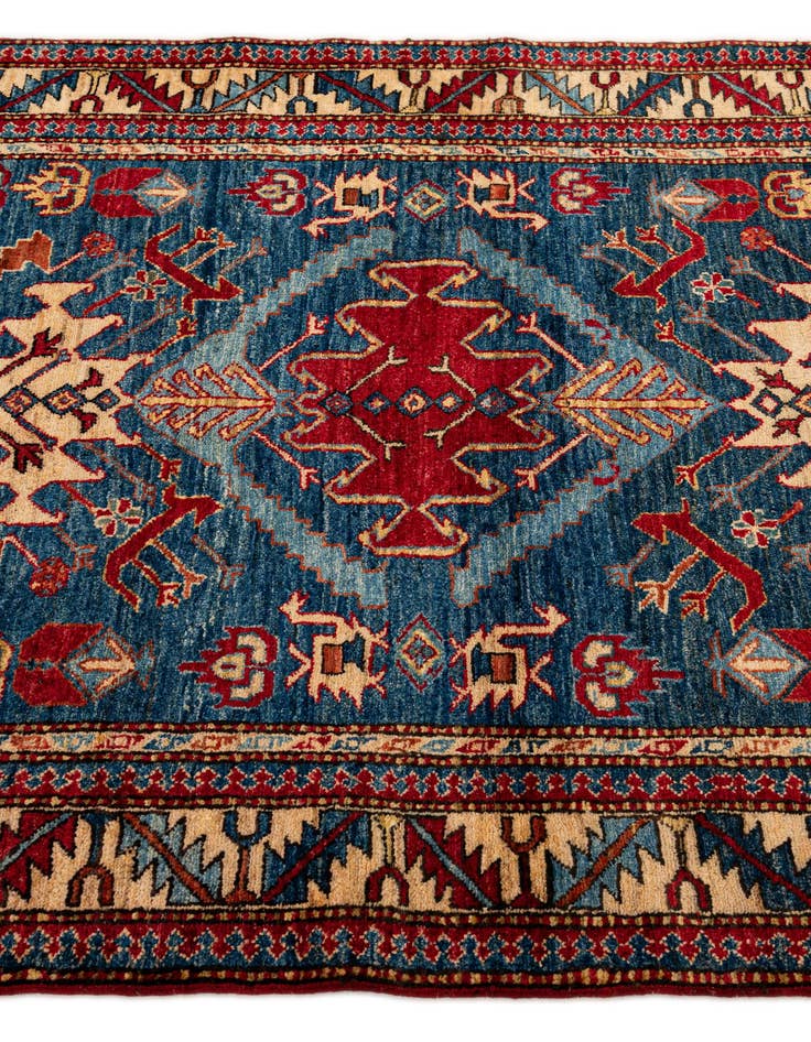 Detail image of 4' x 4' 11  Hand Knotted Kazak Wool Rug