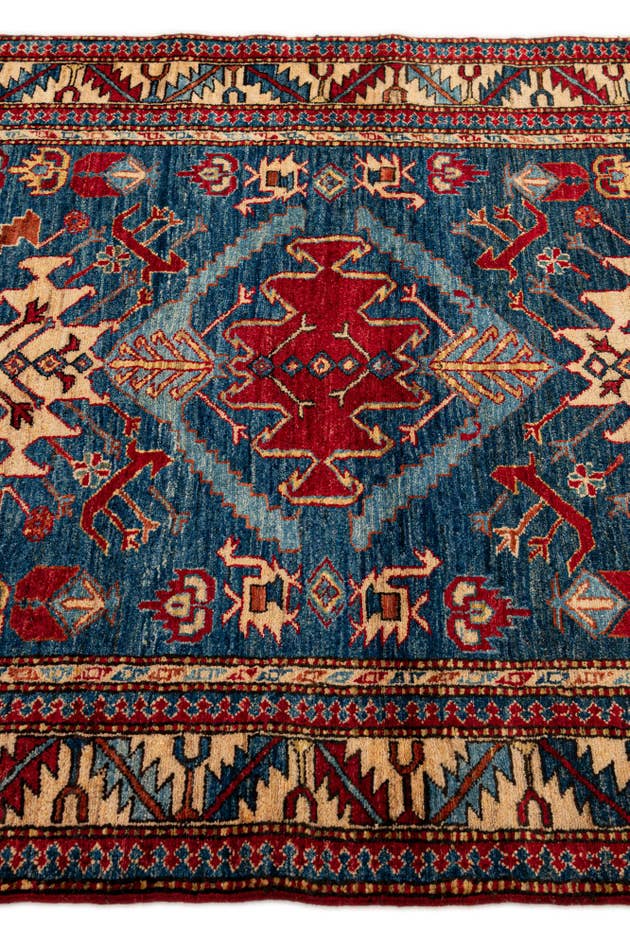 Detail image of 4' x 4' 11 Hand Knotted Kazak Wool Rug