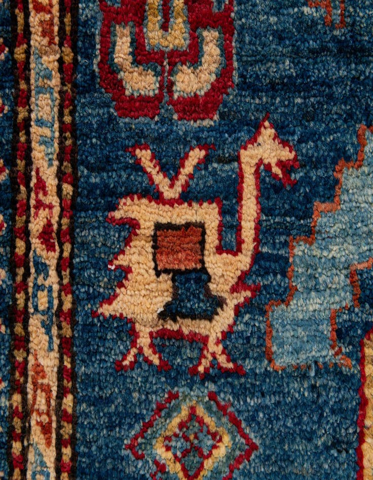 Detail image of 4' x 4' 11  Hand Knotted Kazak Wool Rug