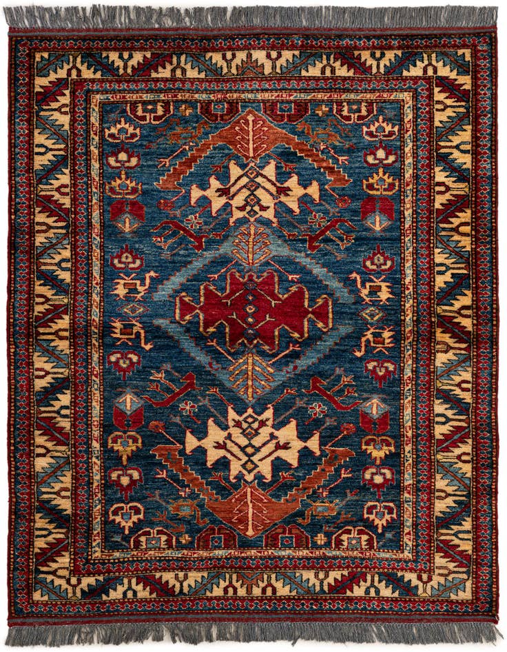 Detail image of 4' x 4' 11 Hand Knotted Kazak Wool Rug