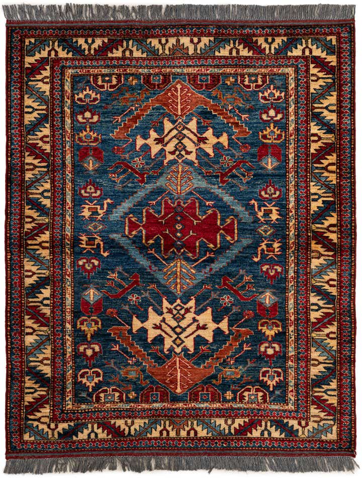 4' x 4' 11 Hand Knotted Kazak Wool Rug