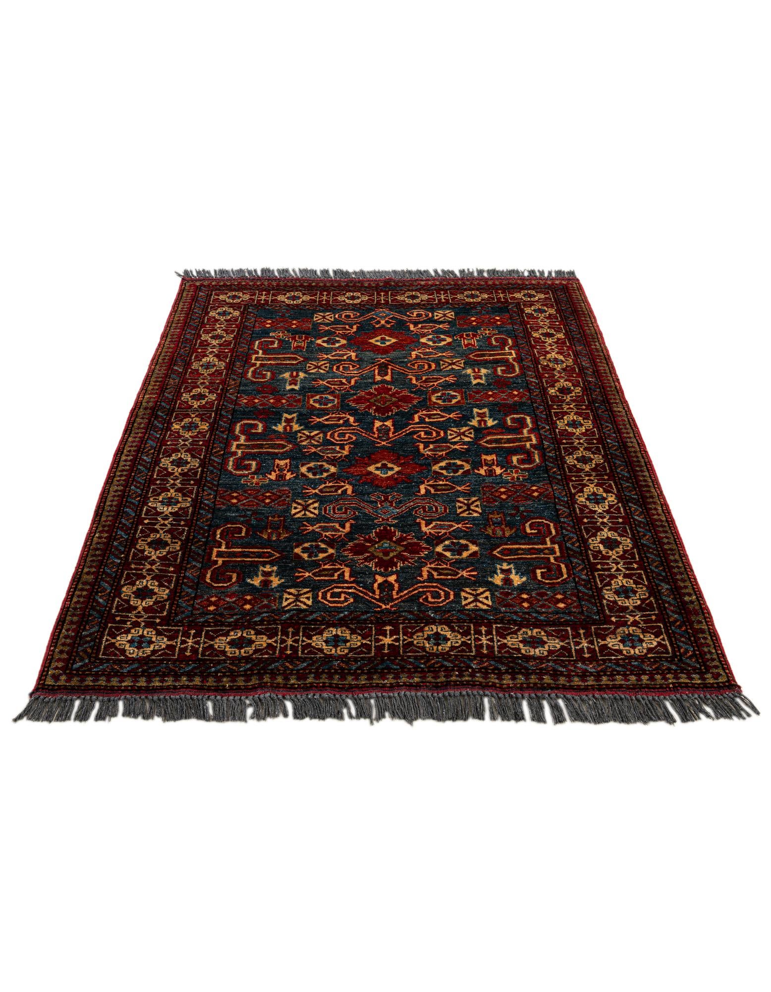 120cm x 150cm anudado a mano Kazak Alfombra Lana
