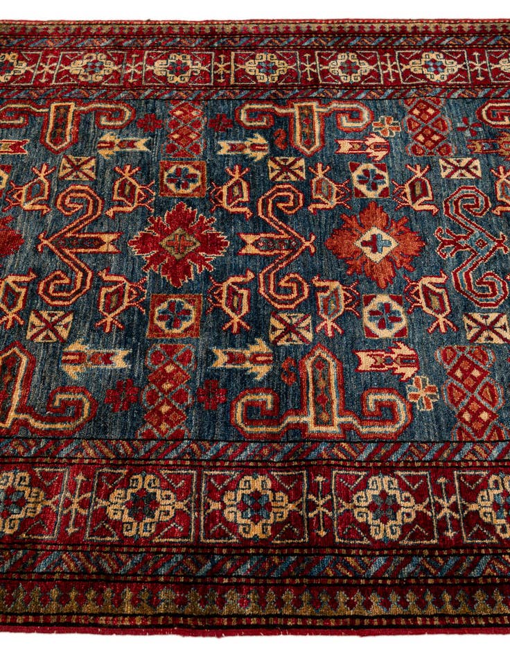 Detail image of 4' x 5'  Hand Knotted Kazak Wool Rug
