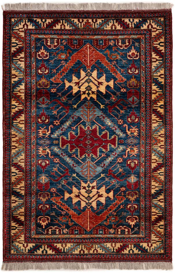 Detail image of 3' 10 x 5' 11 Hand Knotted Kazak Wool Rug