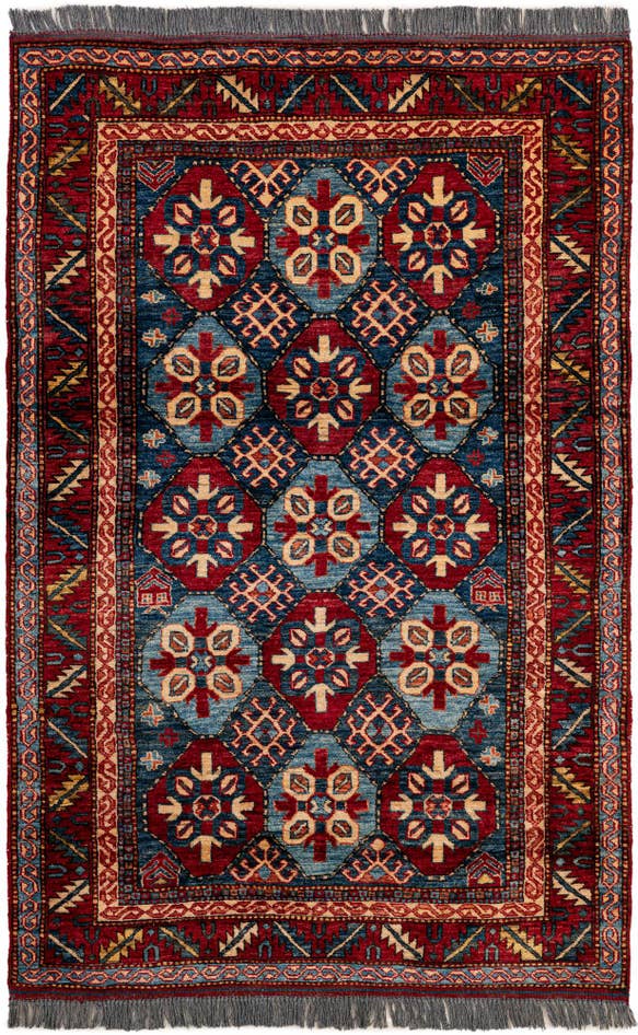 Detail image of 3' 11 x 6' 1 Hand Knotted Kazak Wool Rug