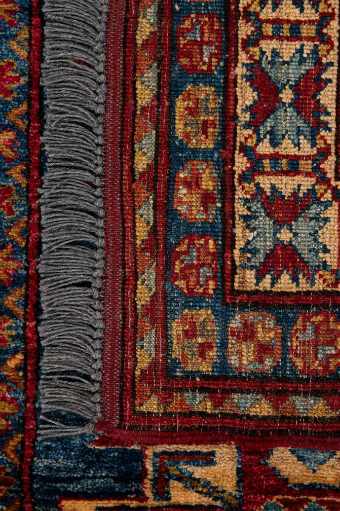 3' 4 x 4' 9 Hand Knotted Kazak Wool Rug