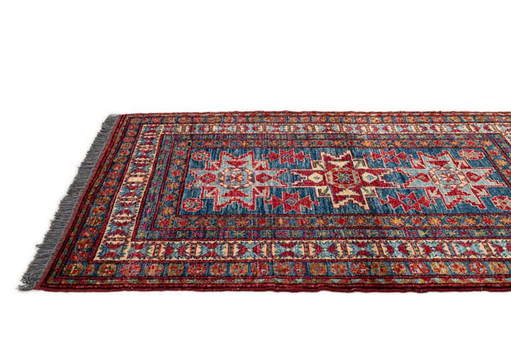 3' 4 x 4' 9 Hand Knotted Kazak Wool Rug