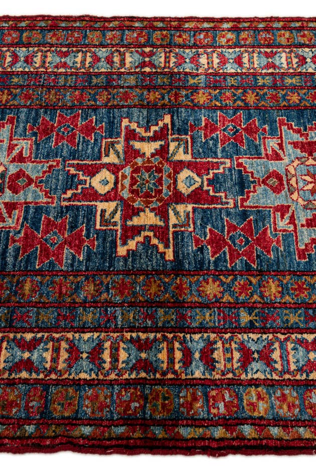 Detail image of 3' 4 x 4' 9 Hand Knotted Kazak Wool Rug