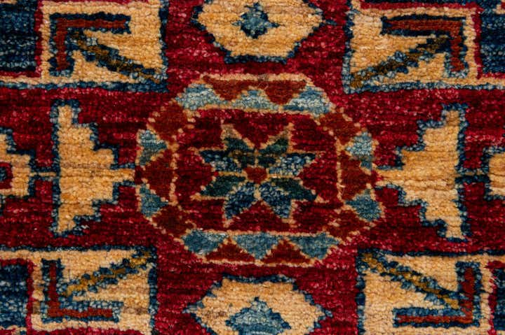3' 4 x 4' 9 Hand Knotted Kazak Wool Rug