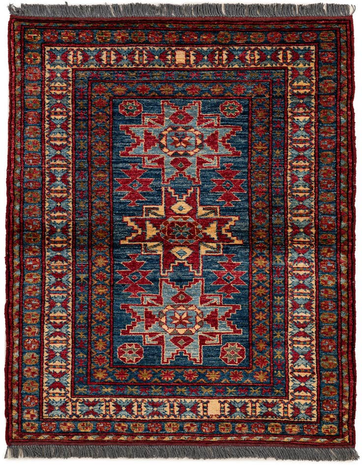Detail image of 3' 4 x 4' 9 Hand Knotted Kazak Wool Rug