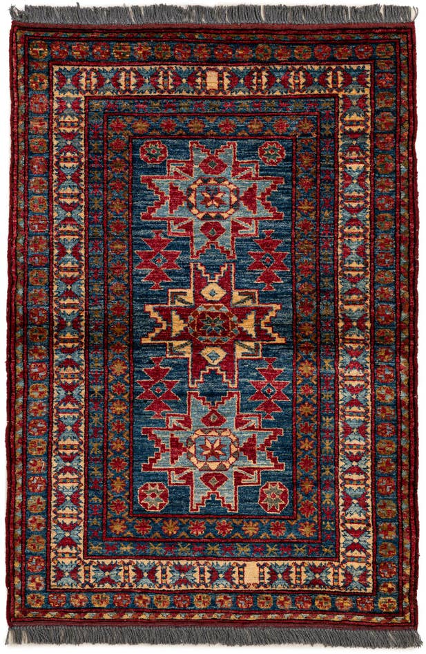 Detail image of 3' 4 x 4' 9 Hand Knotted Kazak Wool Rug