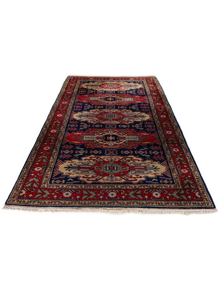 3' 11 x 7' 5 Hand Knotted Kazak Wool Rug