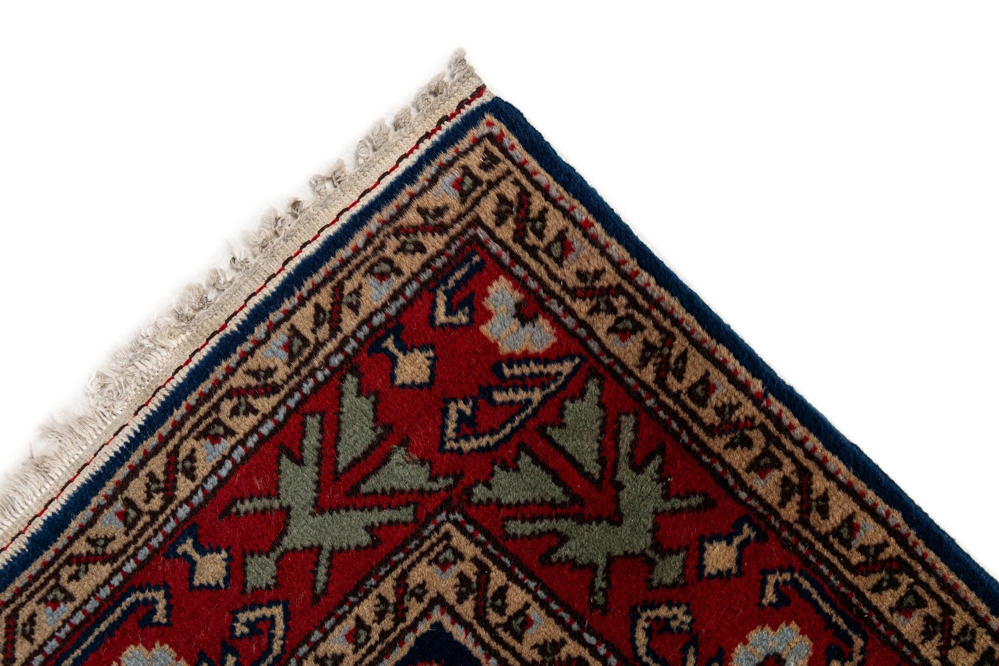 3' 11 x 7' 5 Hand Knotted Kazak Wool Rug