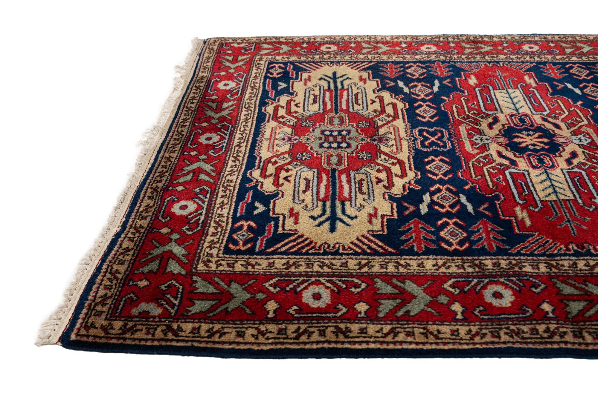 3' 11 x 7' 5 Hand Knotted Kazak Wool Rug