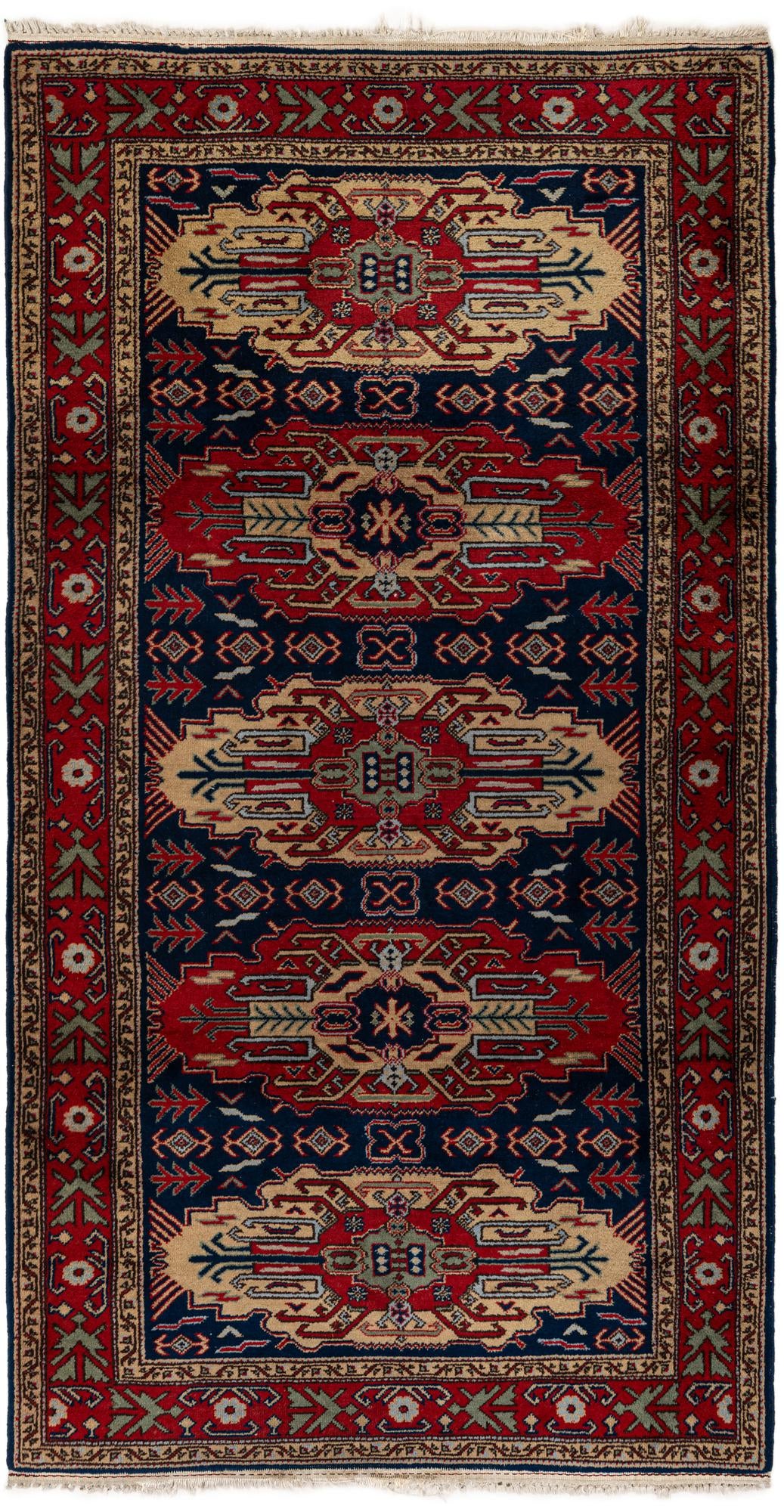 3' 11 x 7' 5 Hand Knotted Kazak Wool Rug