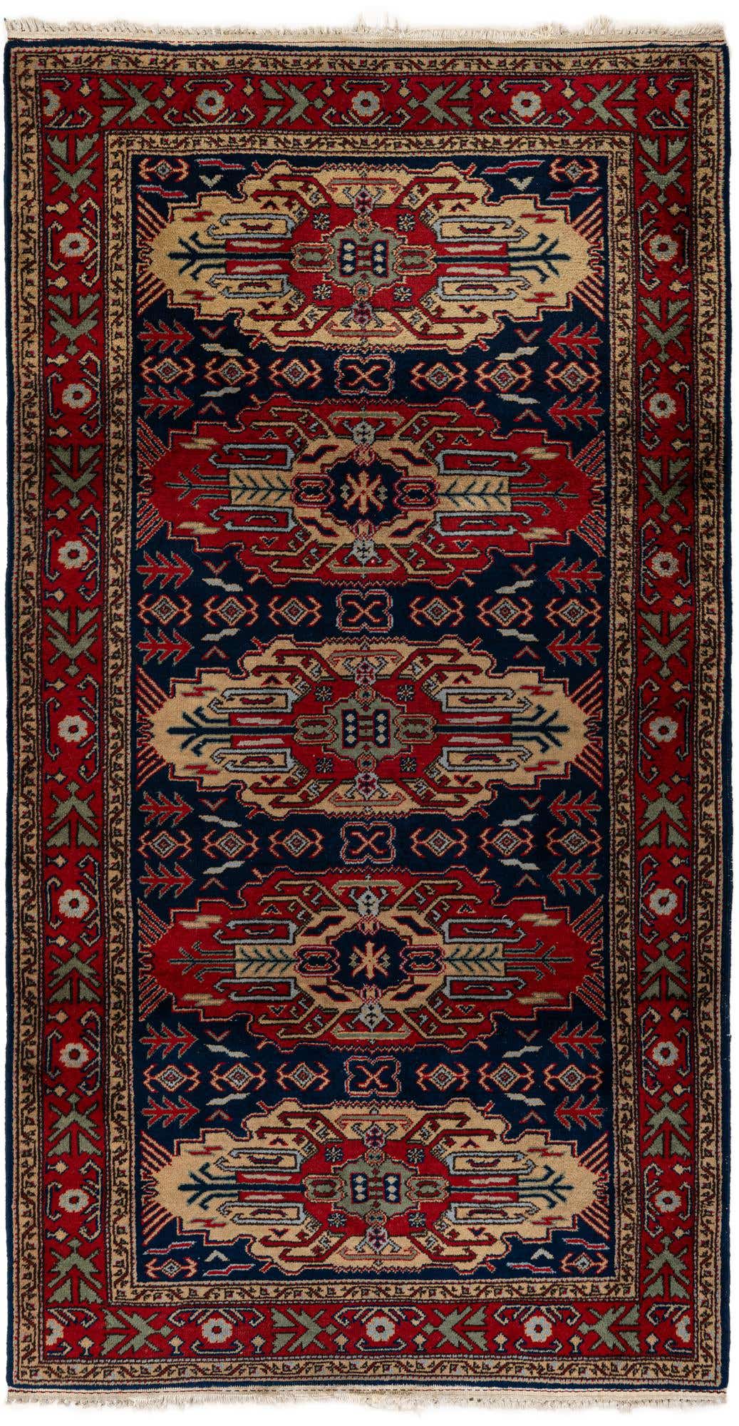 3' 11 x 7' 5 Hand Knotted Kazak Wool Rug