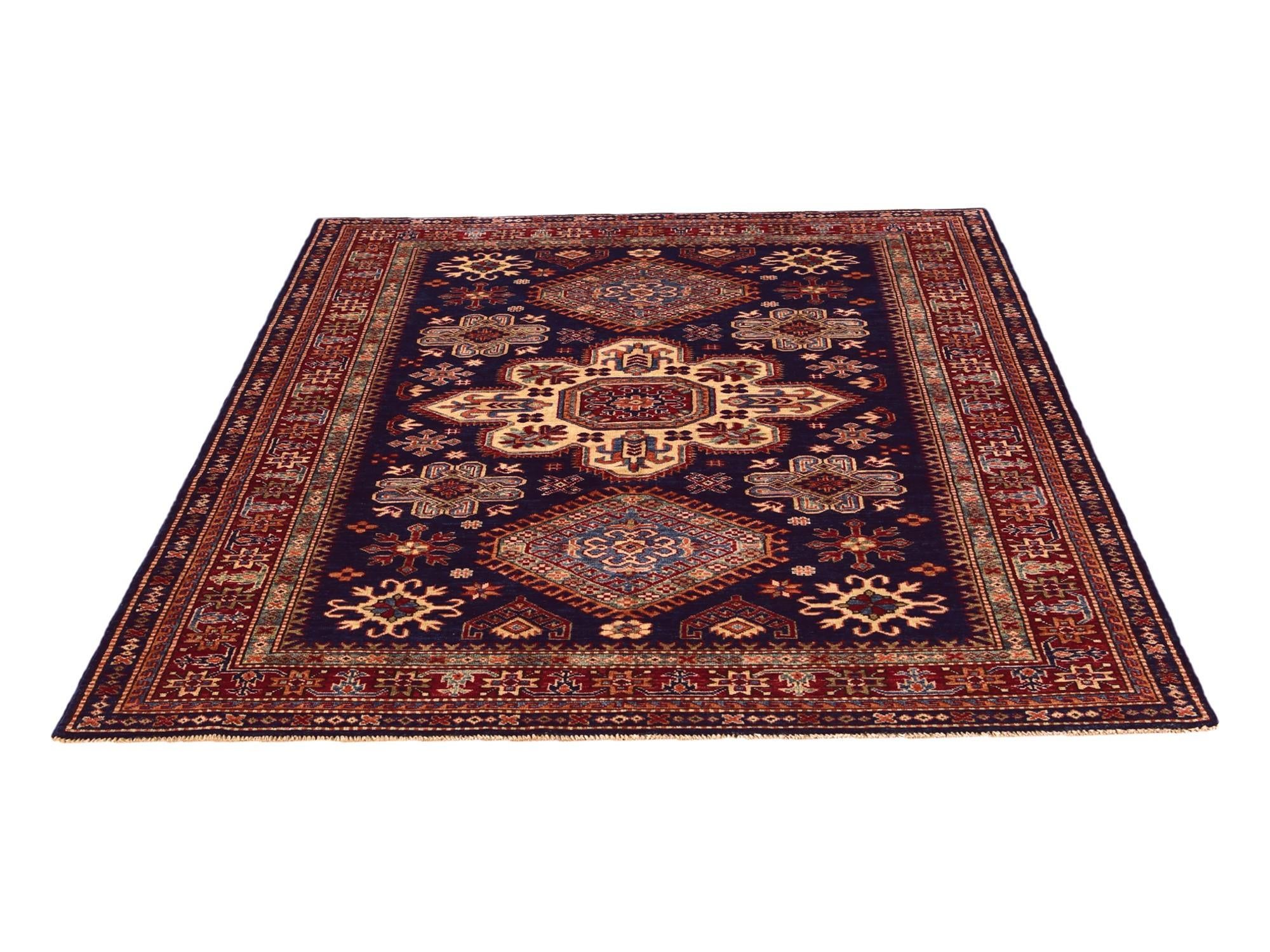 4' 11 x 6' 8 Hand Knotted Kazak Rug