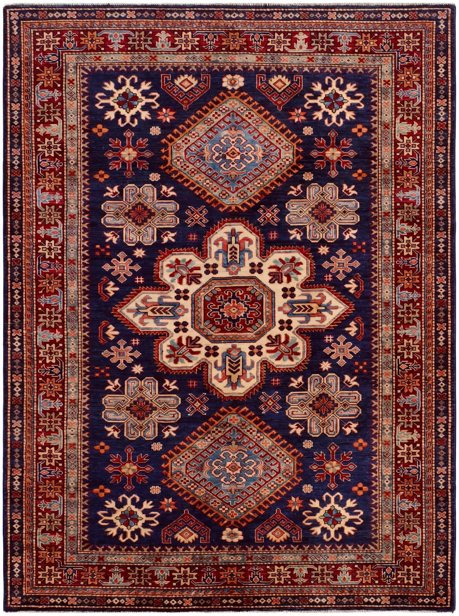 4' 11 x 6' 8 Hand Knotted Kazak Rug