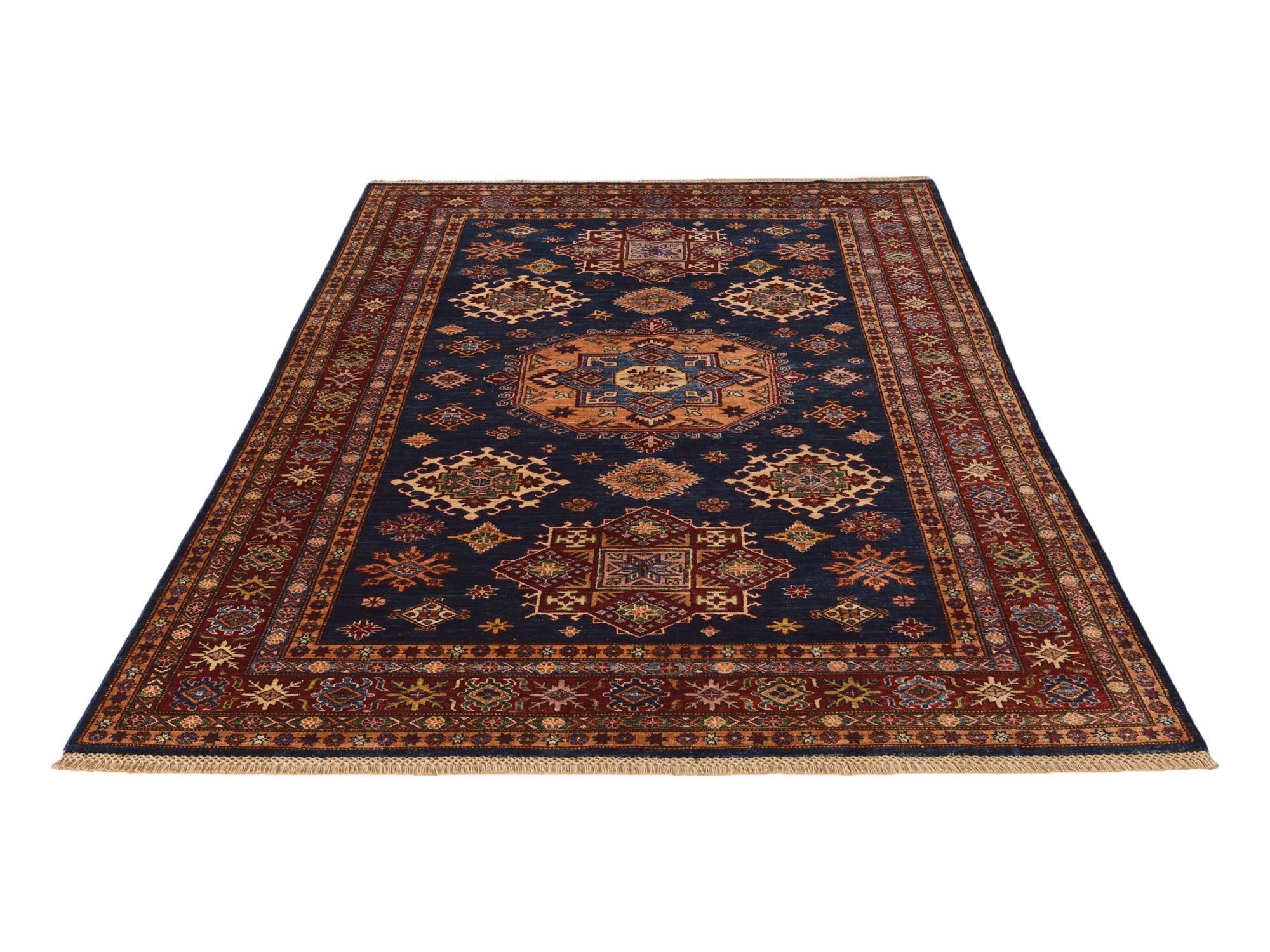 5' 8 x 8' Hand Knotted Kazak Rug