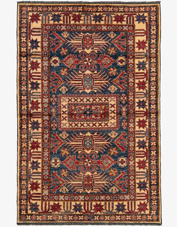 4' 2 x 6' 6 Hand Knotted Kazak Wool Rug
