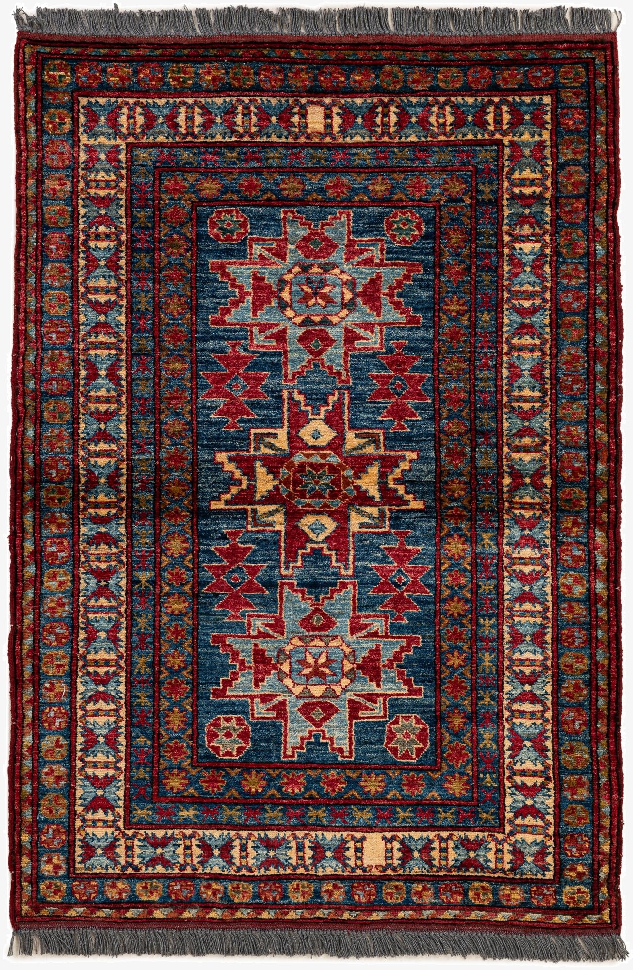 3' 4 x 4' 9  Hand Knotted Kazak Wool Rug