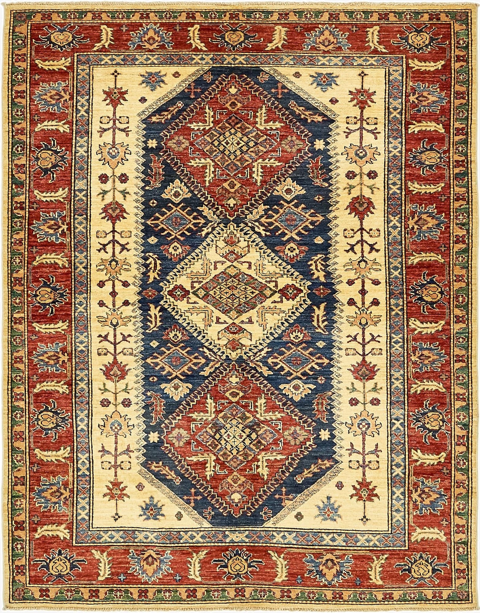 5' 2 x 6' 9  Hand Knotted Kazak Rug