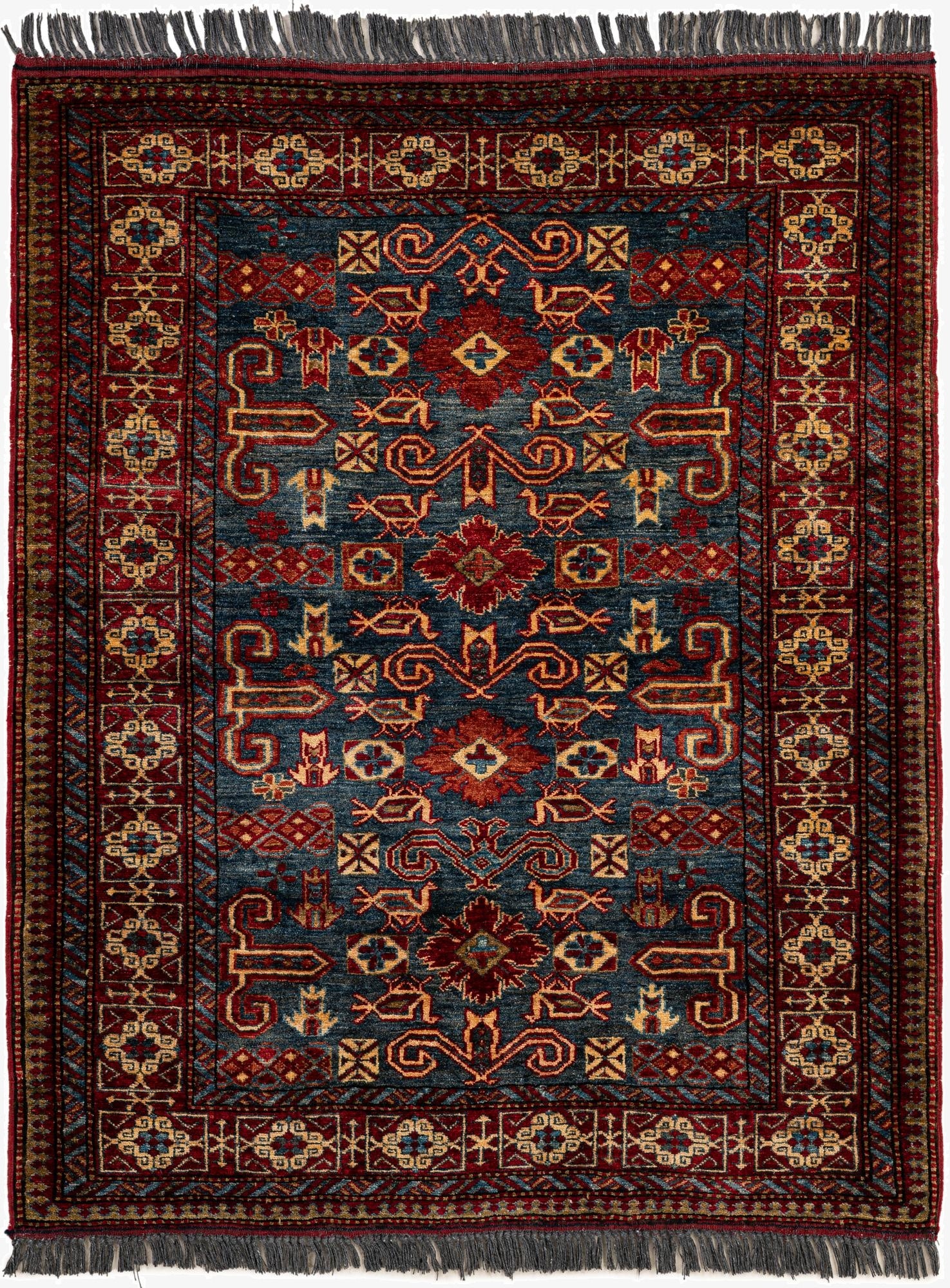 4' x 5'  Hand Knotted Kazak Wool Rug