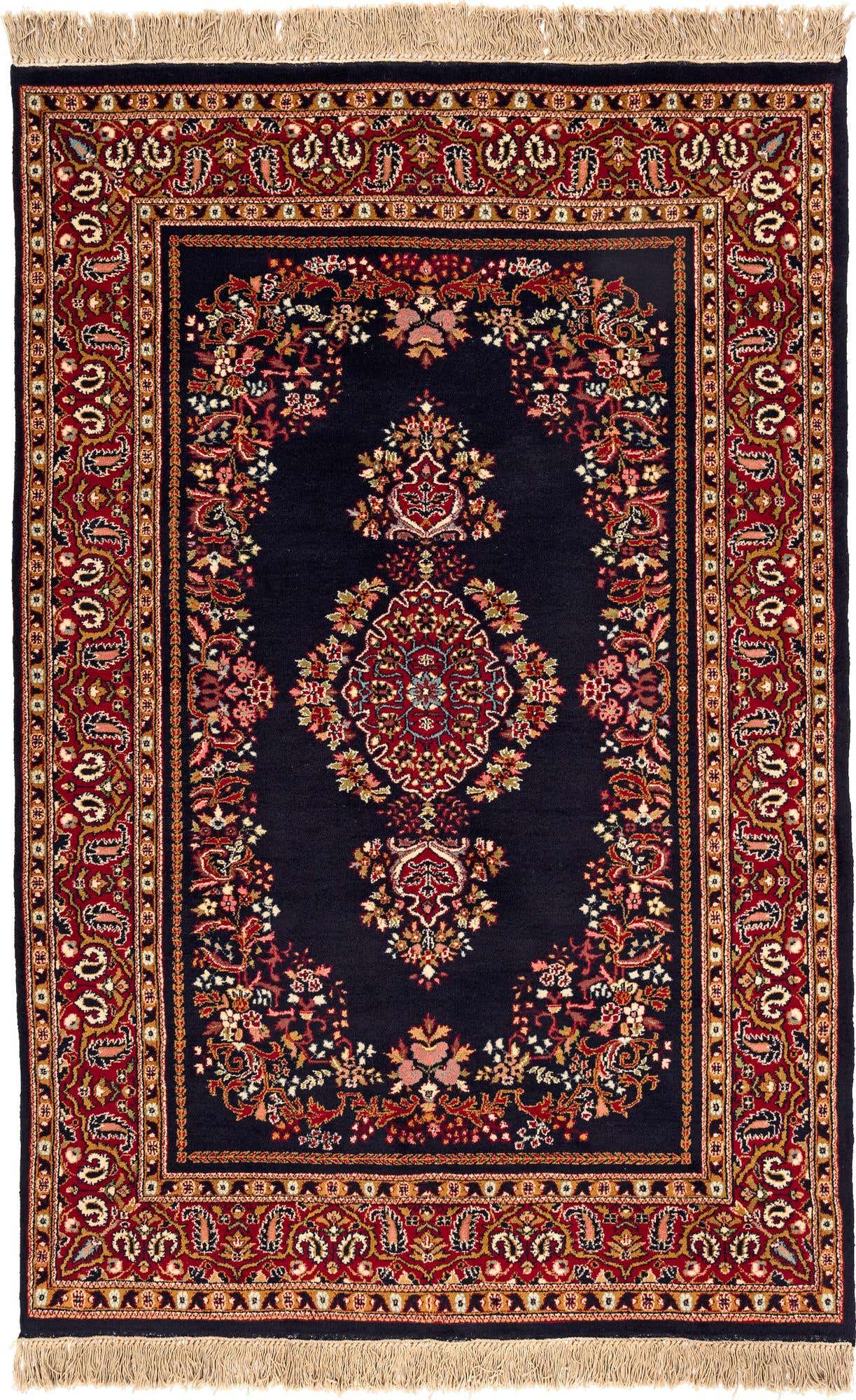 4' x 6' 1 Hand Knotted Kerman Wool Rug