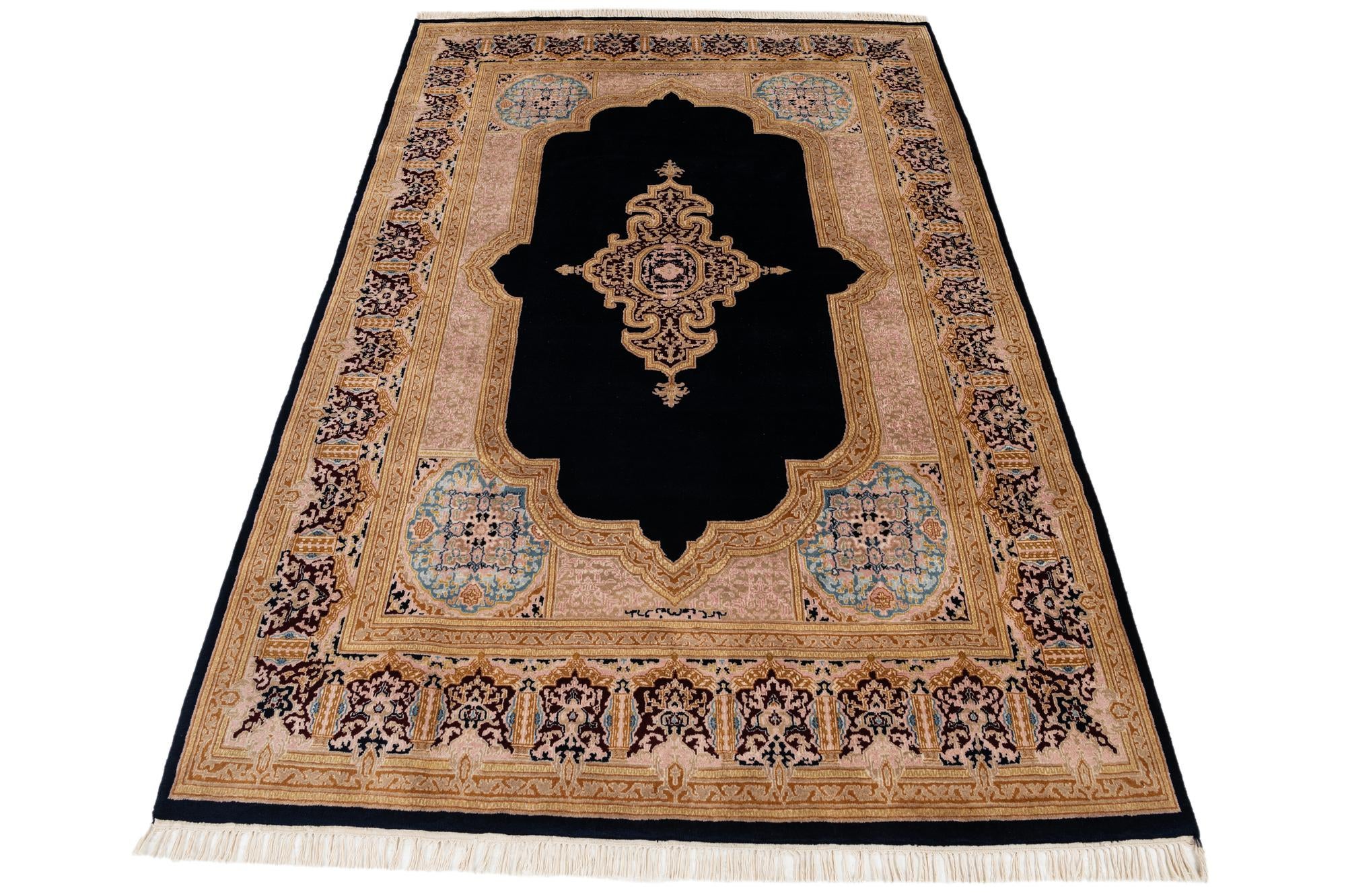 6' 2 x 9' 3 Hand Knotted Kerman Wool Rug