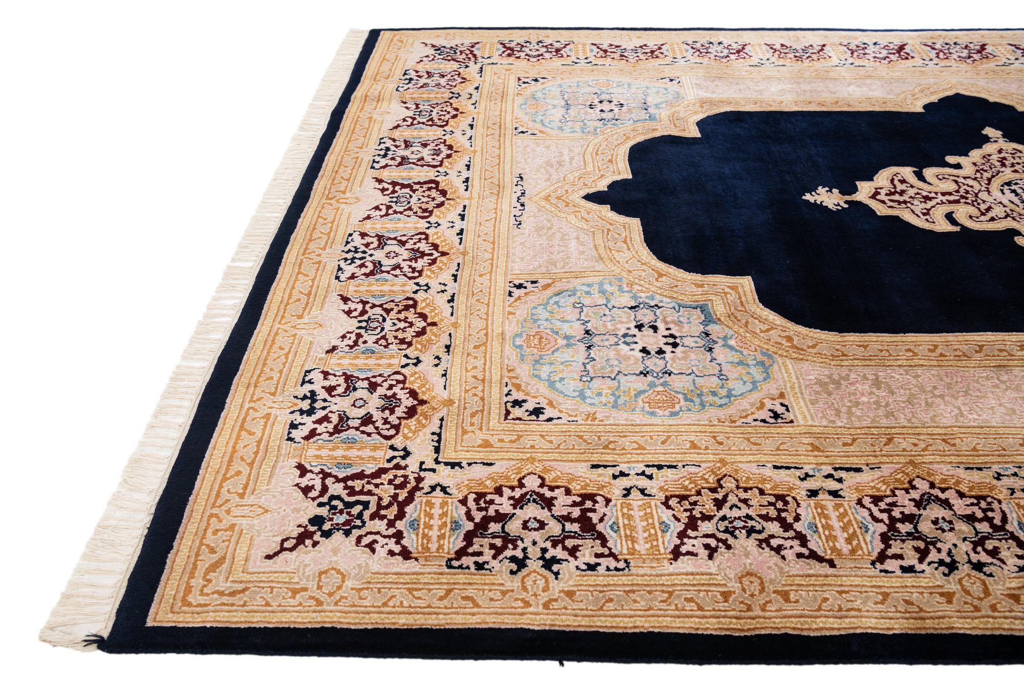 6' 2 x 9' 3 Hand Knotted Kerman Wool Rug