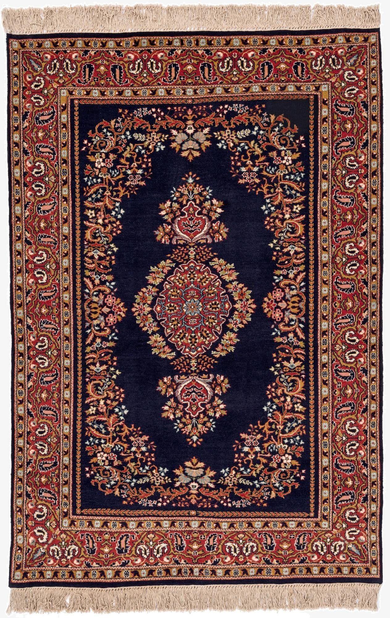 4' x 6'  Hand Knotted Kerman Oriental Wool Rug