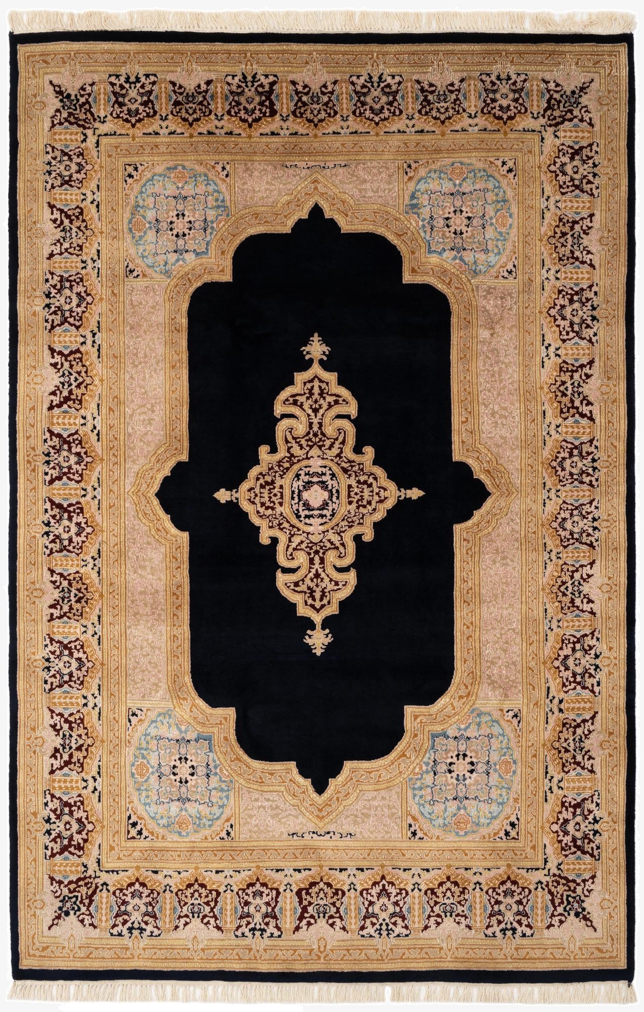 6' 2 x 9' 3  Hand Knotted Kerman Wool Rug