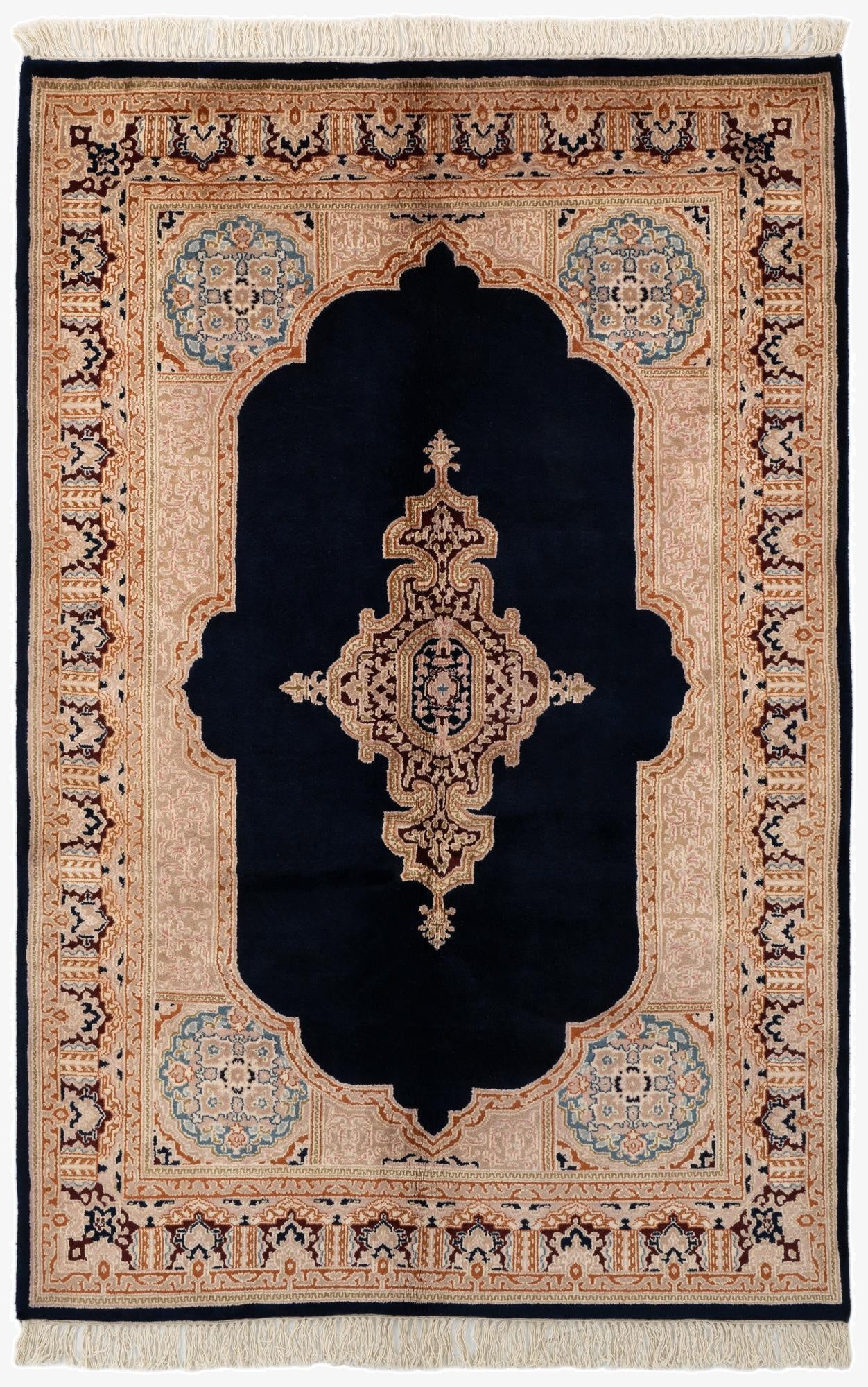 4' 4 x 6' 7  Hand Knotted Kerman Wool Rug