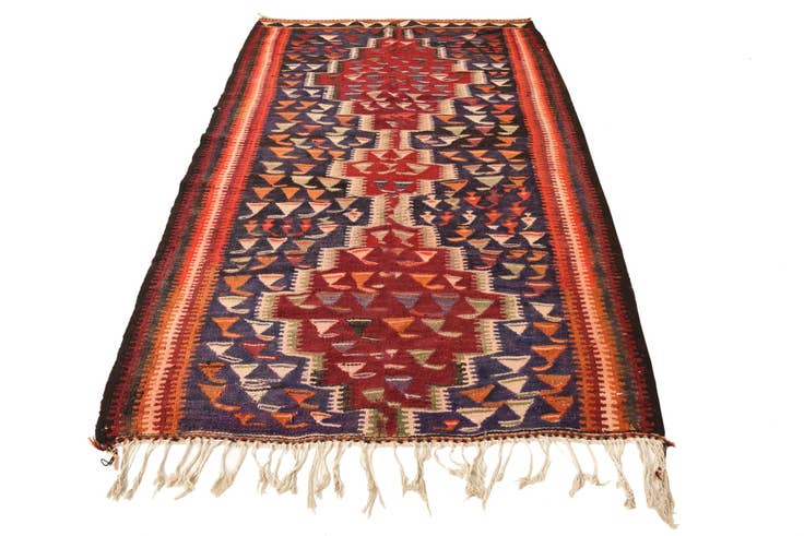 Detail image of 4' 7 x 7' 10 Hand Woven Kilim Fars Wool Rug