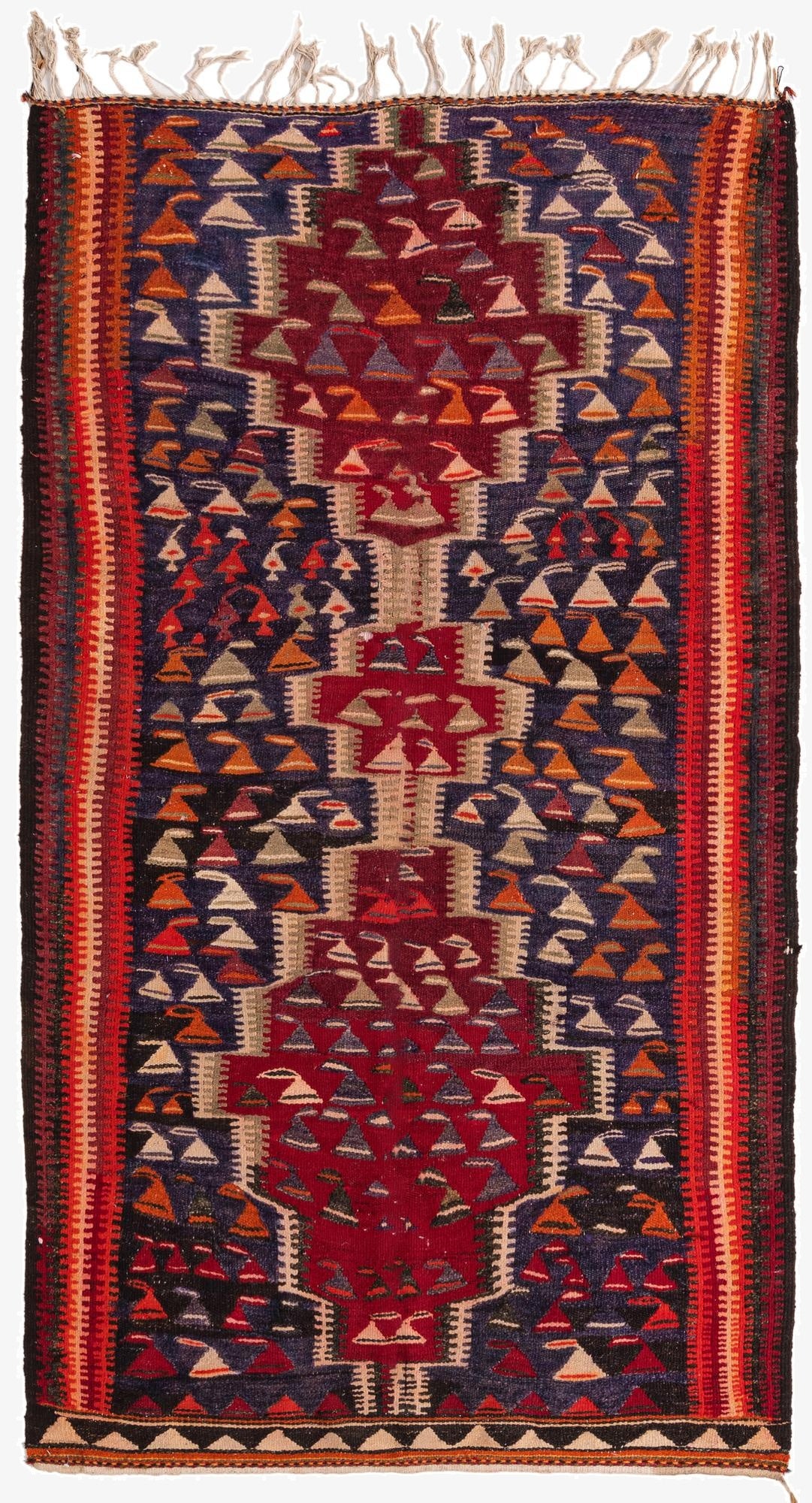 4' 7 x 7' 10  Hand Woven Kilim Fars Wool Rug