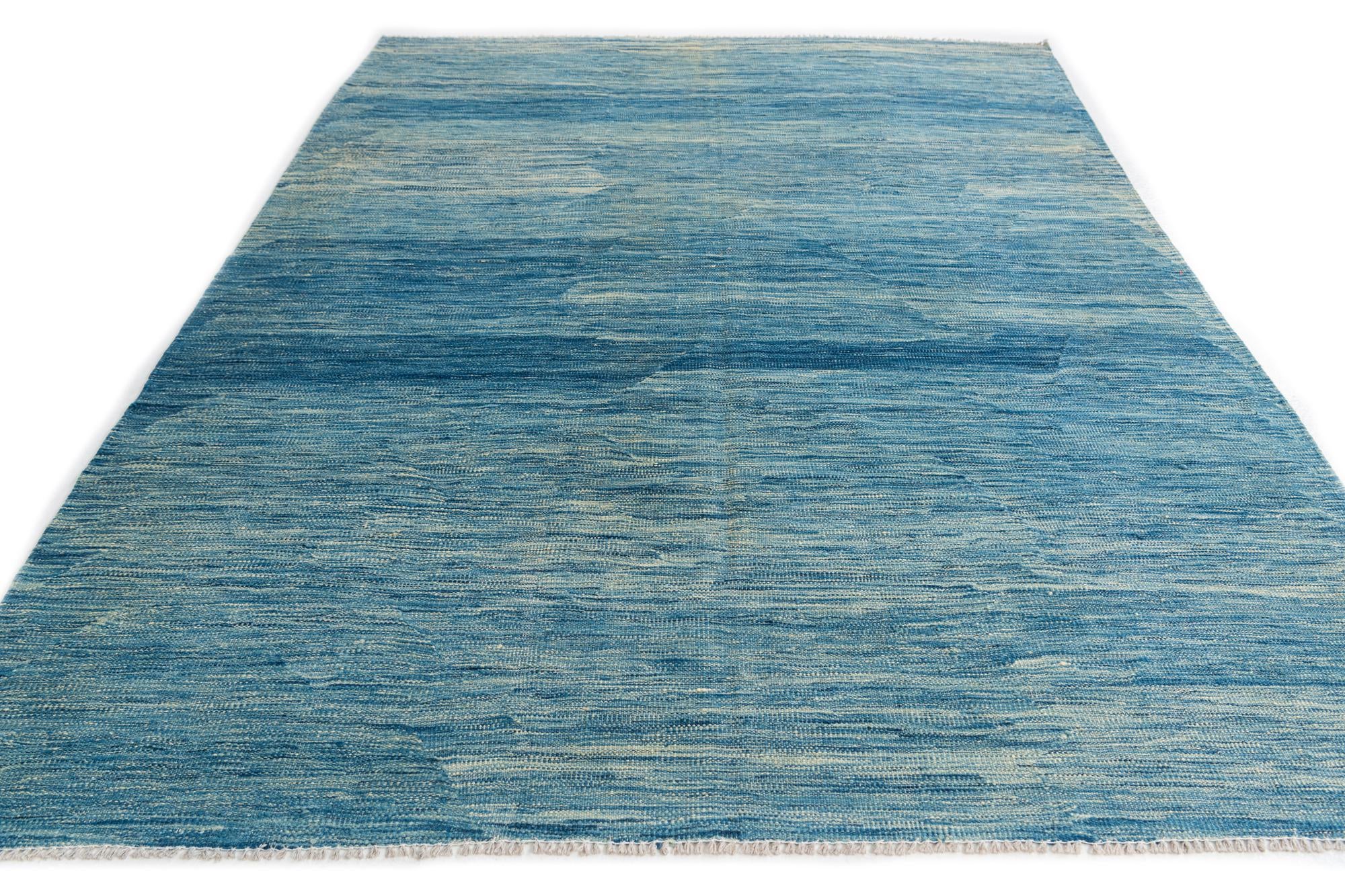 5' 7 x 8' 2 Hand Woven Kilim Modern Wool Rug